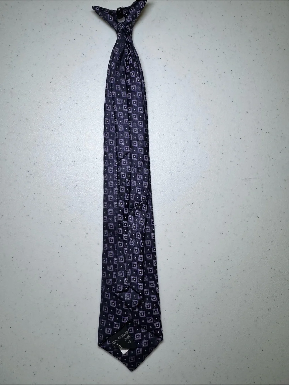 Boys Purple Geometric Square Print Clip-On Tie Pre-Tied Formal Necktie 14